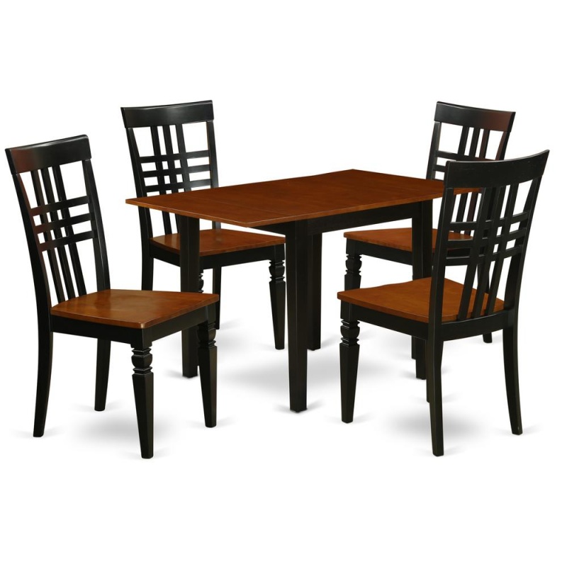 Dining Room Set Black & Cherry, Ndlg5-Bch-w