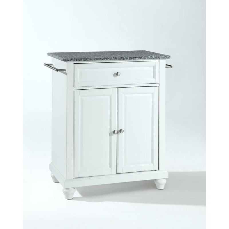 Cambridge Granite Top Portable Kitchen Island/Cart White/Gray