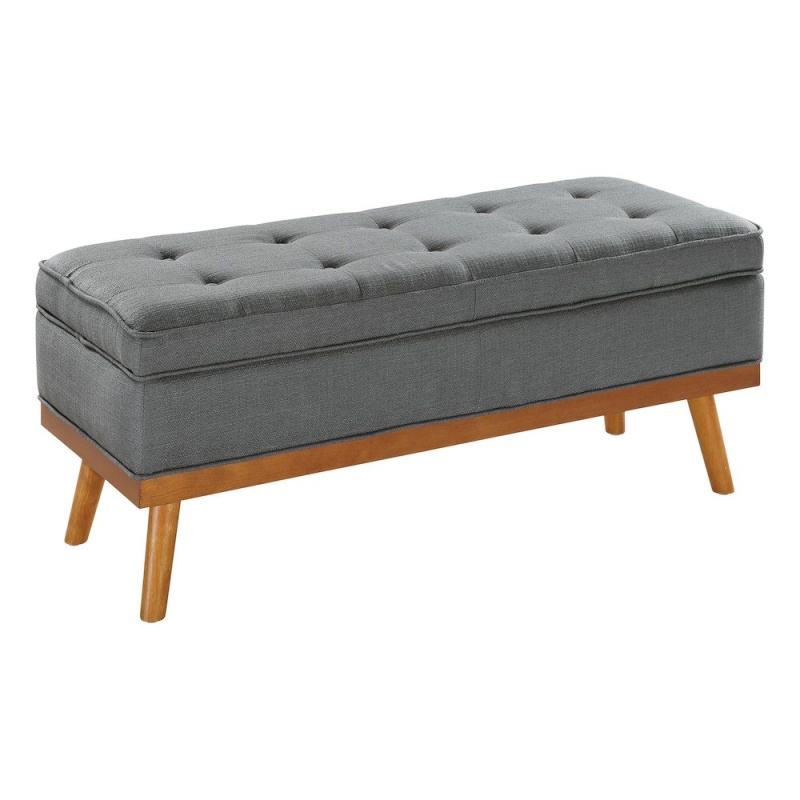 Katheryn Storage Bench in Charcoal Fabric