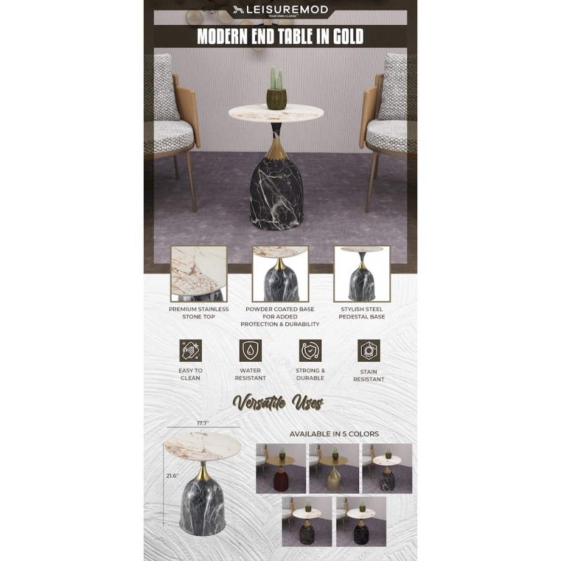 Oslo Collection Modern End Table in Grey