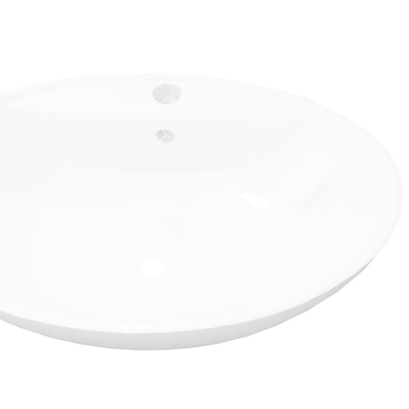 Vidaxl Luxury Ceramic Basin Oval With Overflow And Faucet Hole