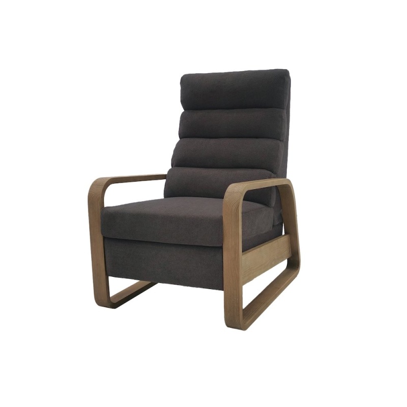 Jordan Wood Framed Push Back Recliner, Grey Color
