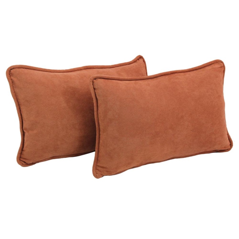 20-Inch by 12-Inch Double-Corded Solid Microsuede Back Support Pillows with Inserts, Set of 2