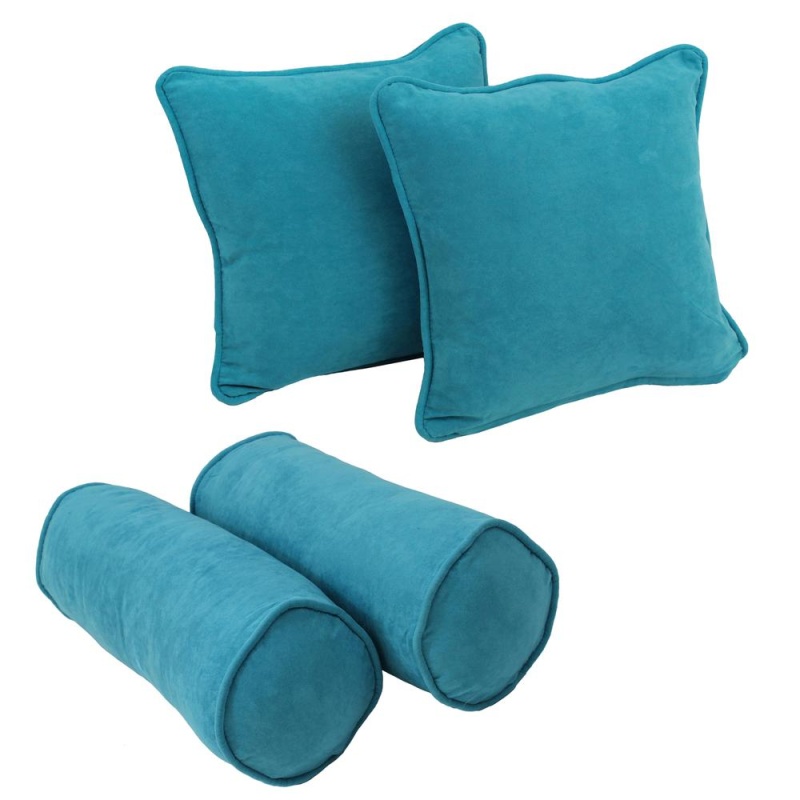 Double-Corded Solid Microsuede Throw Pillows With Inserts (Set of 4)
