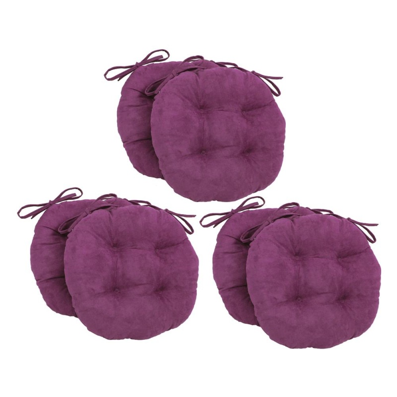 16-Inch Solid Microsuede Round Tufted Chair Cushions (Set Of 6) 916X16rd-T-6Ch-Ms-Uv