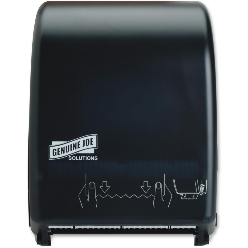 Genuine Joe Solutions Touchless Hardwound Towel Dispenser - Touchless, Hardwound Roll - Black - Touch-Free, Anti-Bacterial - 1 Each