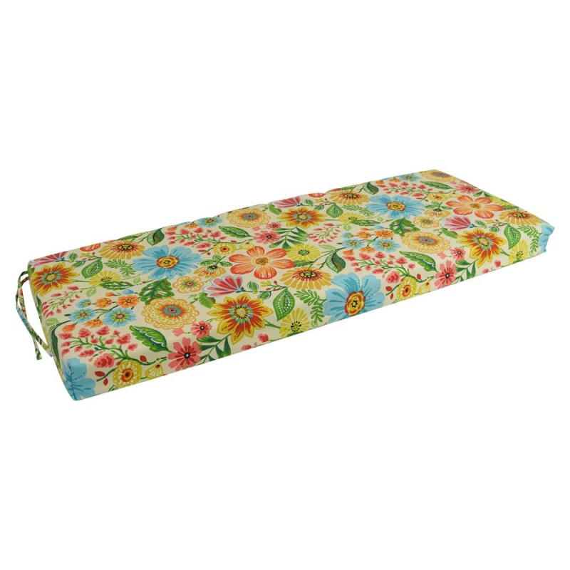 48-Inch By 19-Inch Patterned Outdoor Spun Polyester Loveseat Cushion