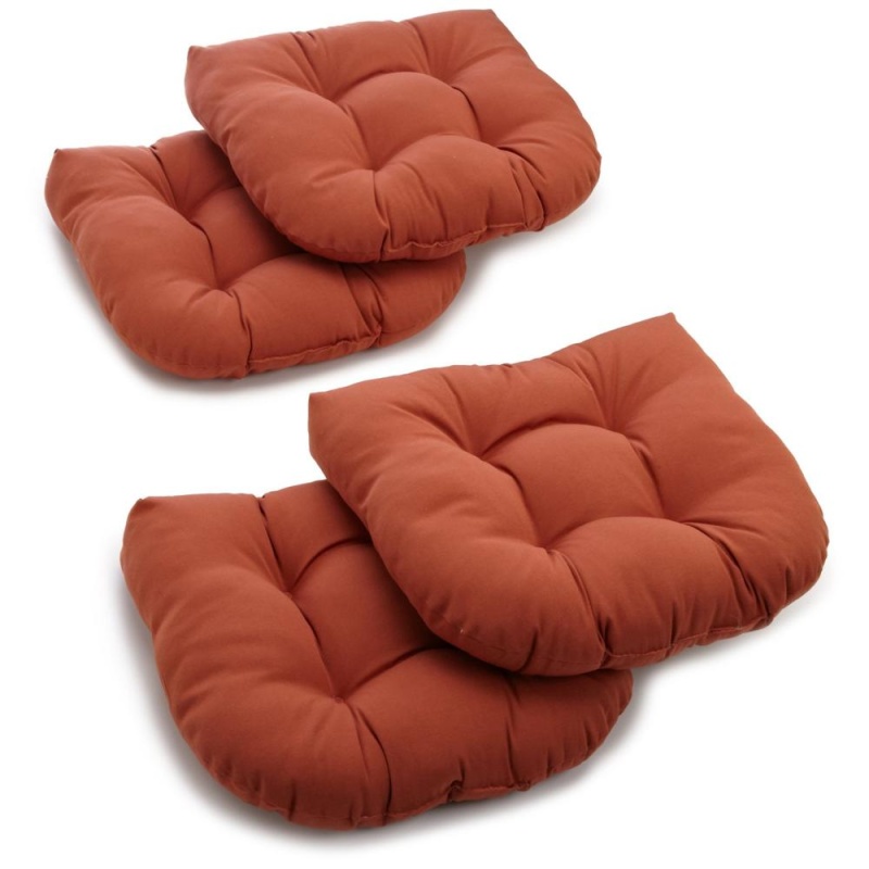19-Inch U-Shaped Solid Twill Tufted Dining Chair Cushions (Set of 4)