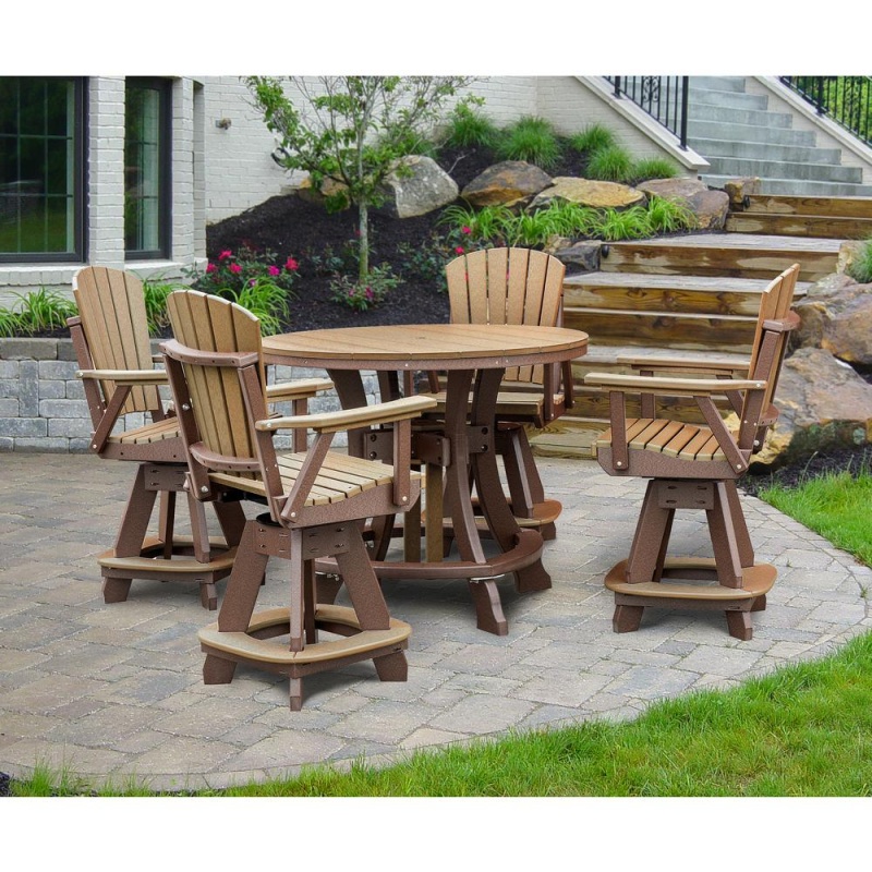 Os Home And Office Model Cr130ctb-K Five Piece Round Counter Height Dining Set In Cedar On A Tudor Brown Base