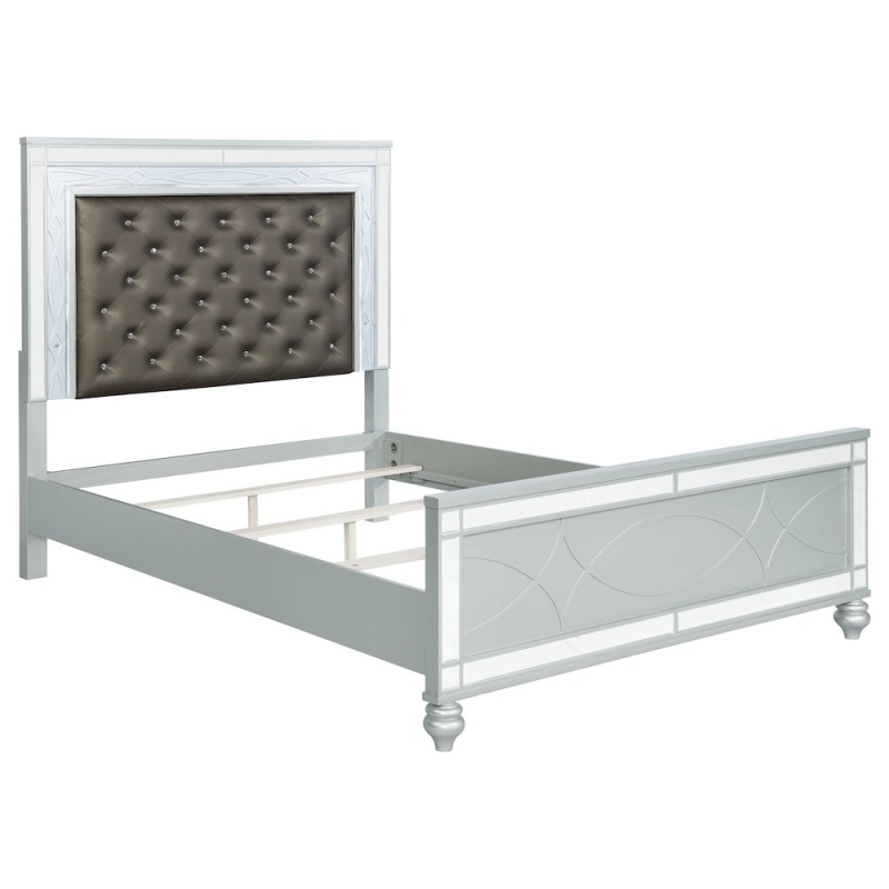 Gunnison Wood California King Led Panel Bed Silver Metallic