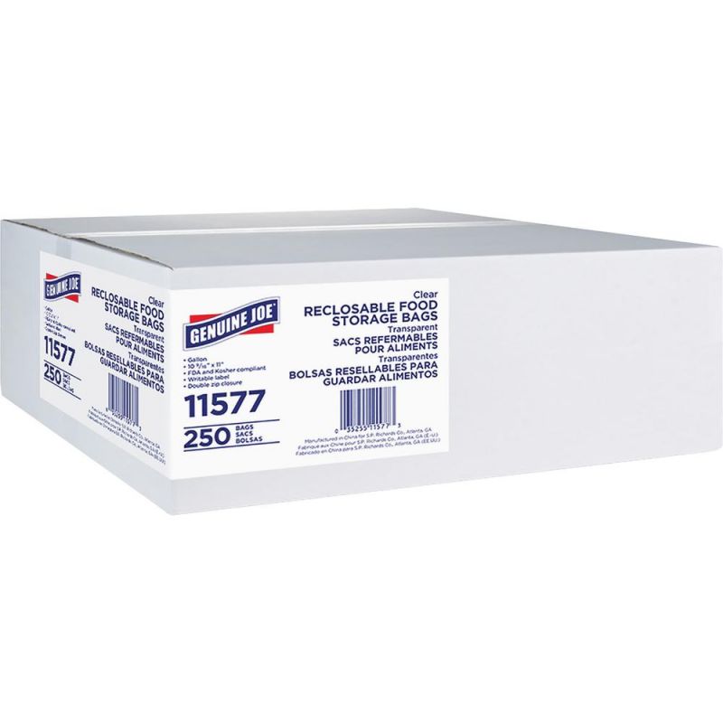 Genuine Joe Food Storage Bags - 1 Gal - 1.75 Mil (44 Micron) Thickness - Clear - 2000/Carton - Food, Beef, Vegetables, Seafood, Poultry