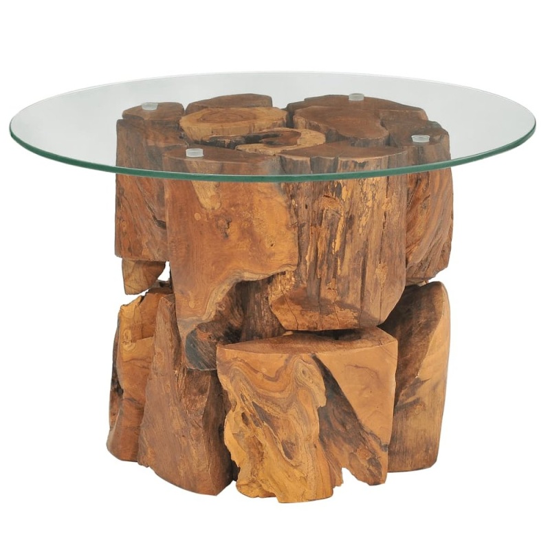 Brown Solid Teak Driftwood Coffee Table