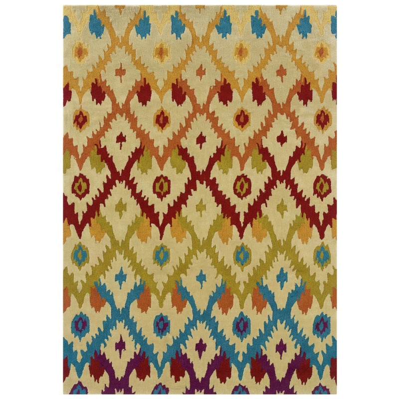 Trio Ikat Sand & Teal 5x7 Rug