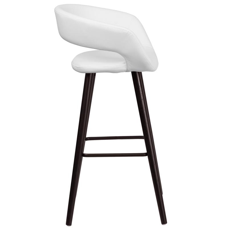 Brynn Series 29'' High Contemporary Cappuccino Wood Barstool In White Vinyl