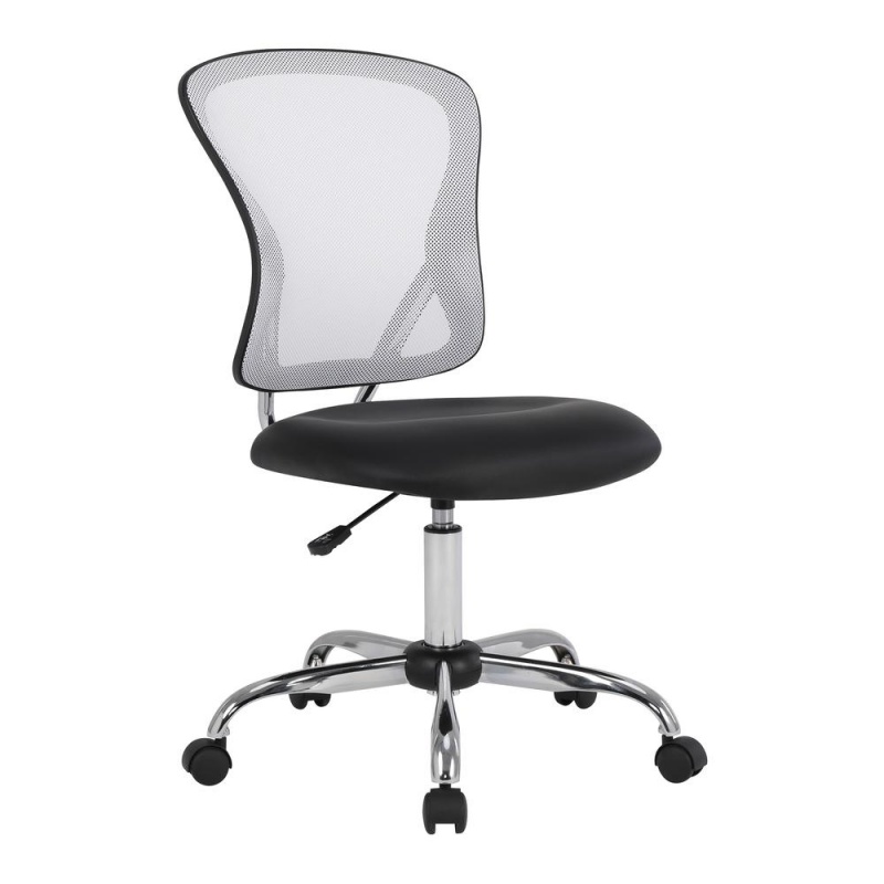 Gabriella Task Chair With White Mesh Back And Black Faux Leather Seat
