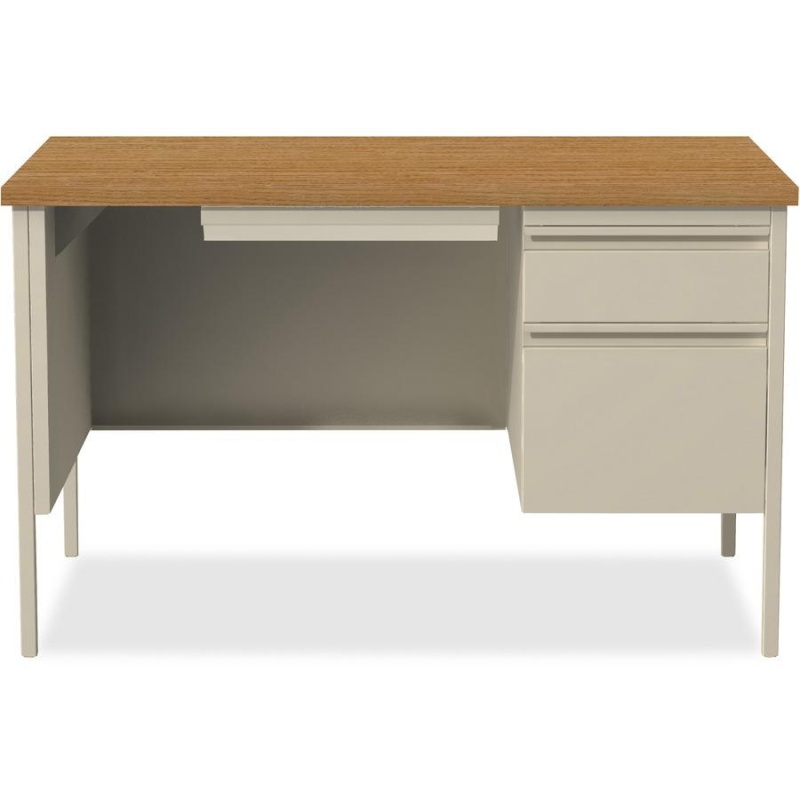 Lorell Fortress Series 48" Right Single-Pedestal Desk - For - Table Topoak Laminate Rectangle Top - 30" Table Top Length X 48" Table Top Width X 1.13" Table Top Thickness - 29.50" Height - Assembly Re