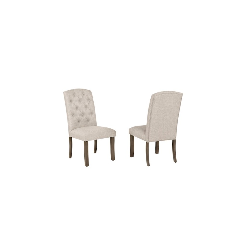 Beige Dining Chairs with Wood Legs
