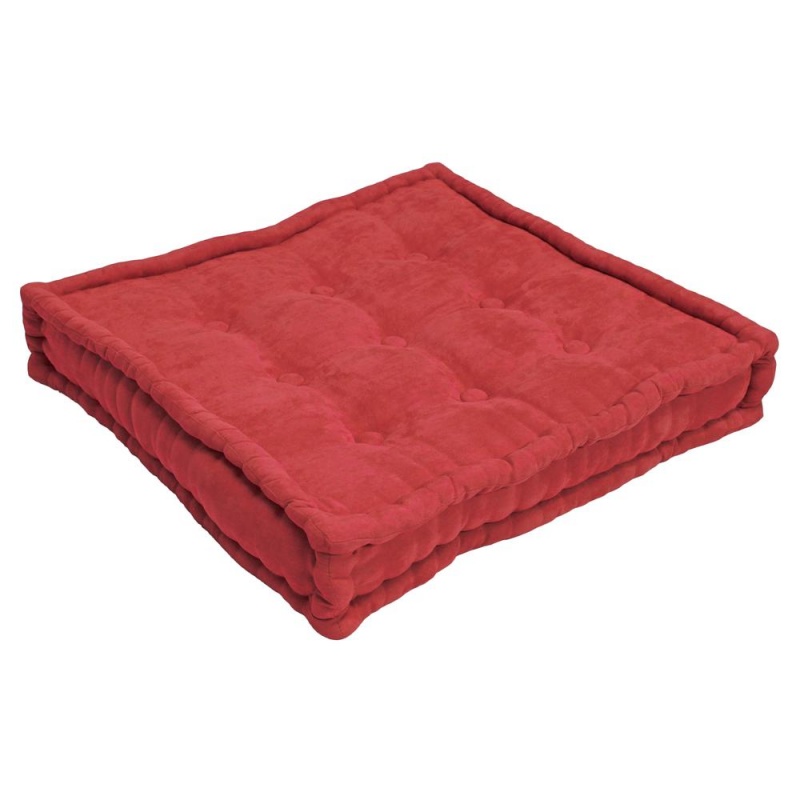 25-Inch Square Corder Floor Pillow With Button Tufts