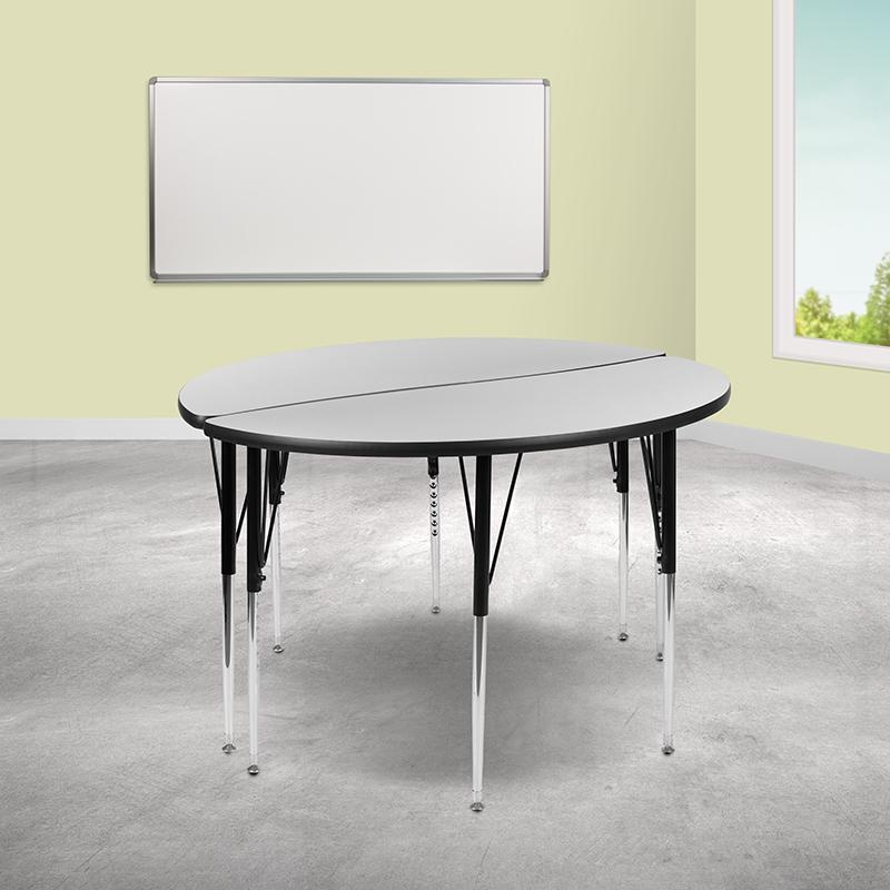 2 Piece 47.5" Circle Wave Collaborative Grey Thermal Laminate Activity Table Set - Standard Height Adjustable Legs