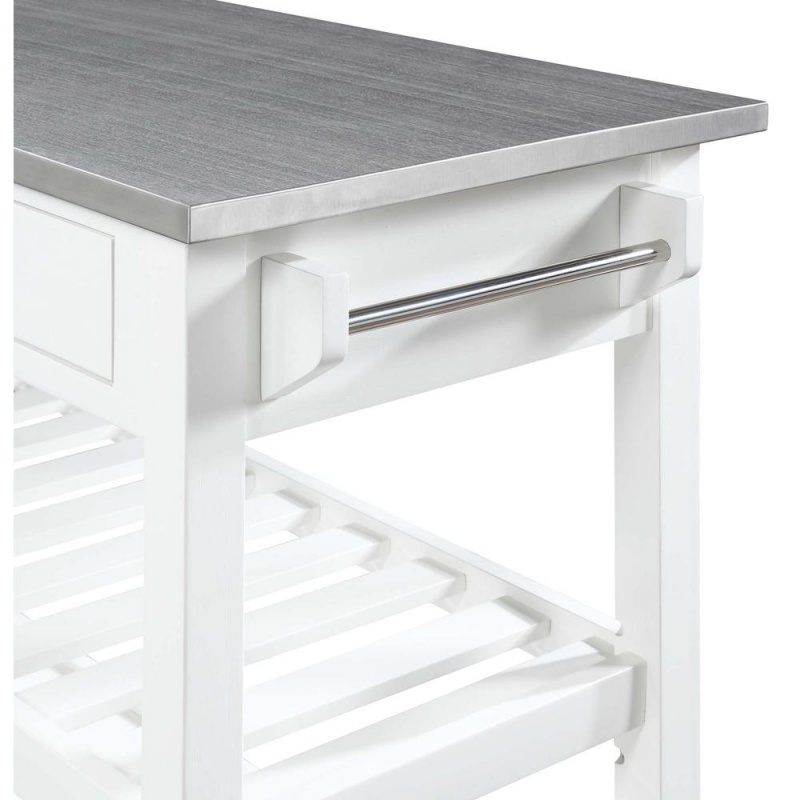 American Heritage 3 Tier Stainless Steel Kitchen Cart With Drawers
