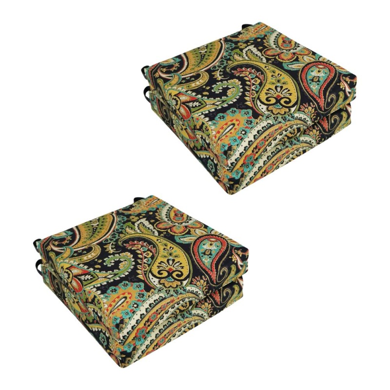 Set Of 4 Outdoor Chair Cushions, Hadia Franco Noir