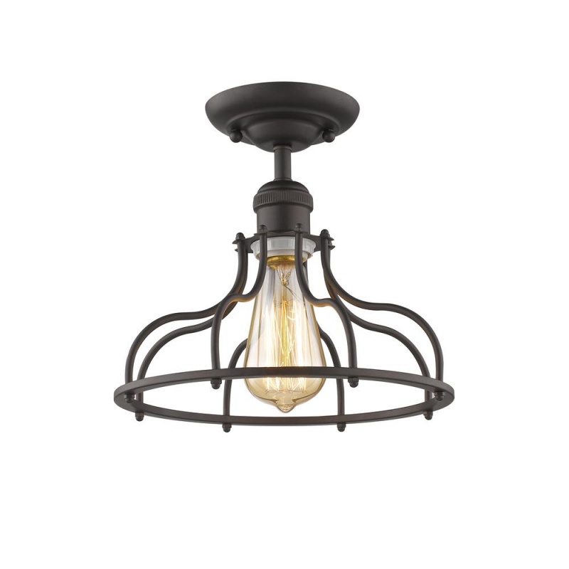 Jaxon Industrial-Style 1 Light Rubbed Bronze Semi-Flush Ceiling Fixture 10" Wide