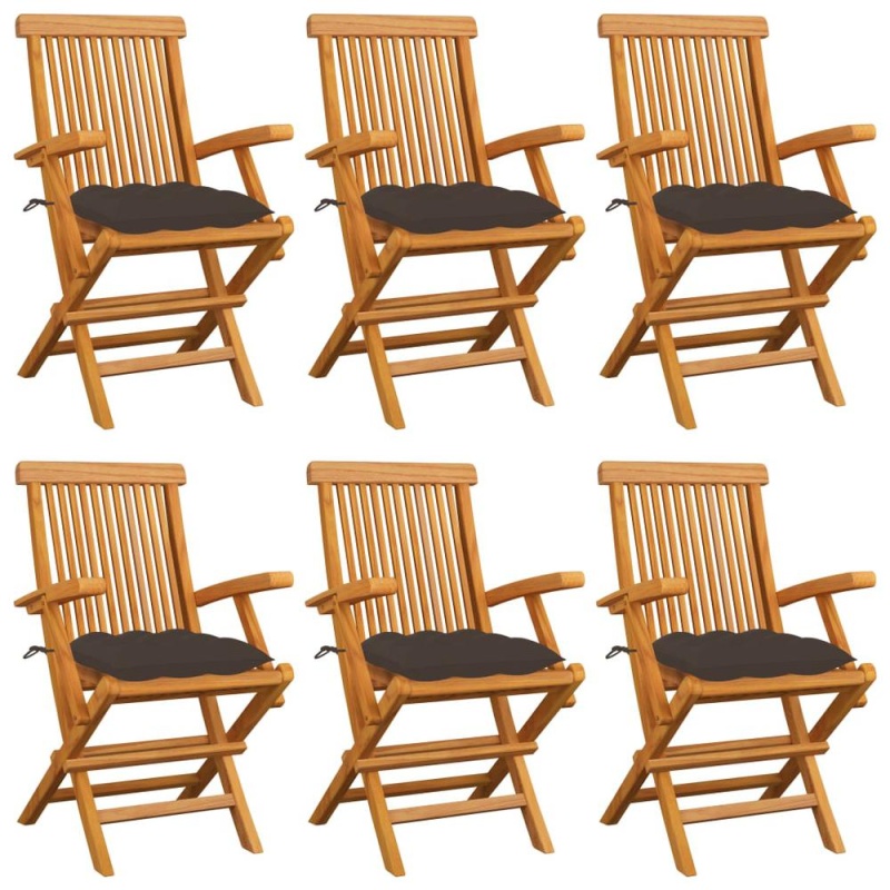 Vidaxl Garden Chairs With Taupe Cushions 6 Pcs Solid Teak Wood 2564
