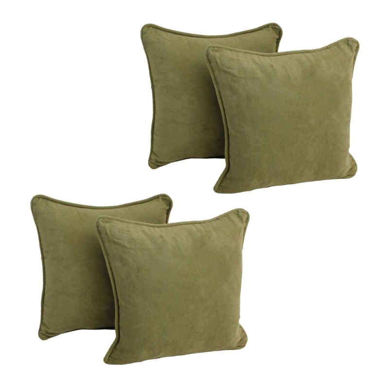 18-Inch Double-Corded Solid Microsuede Square Throw Pillows With Inserts (Set Of 4) 9810-Cd-S4-Ms-Sg