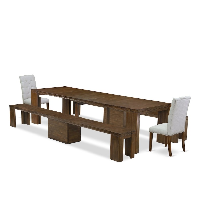 5 Pieces Extendable Dining Set with Rectangle Kitchen Table