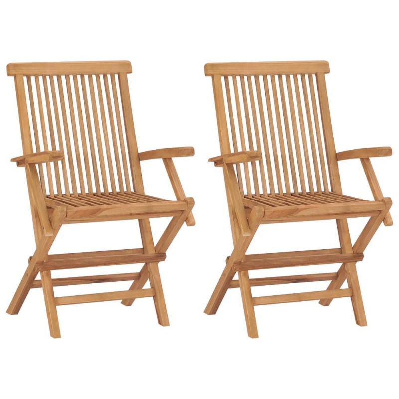 Vidaxl Garden Chairs With Taupe Cushions 2 Pcs Solid Teak Wood 2510