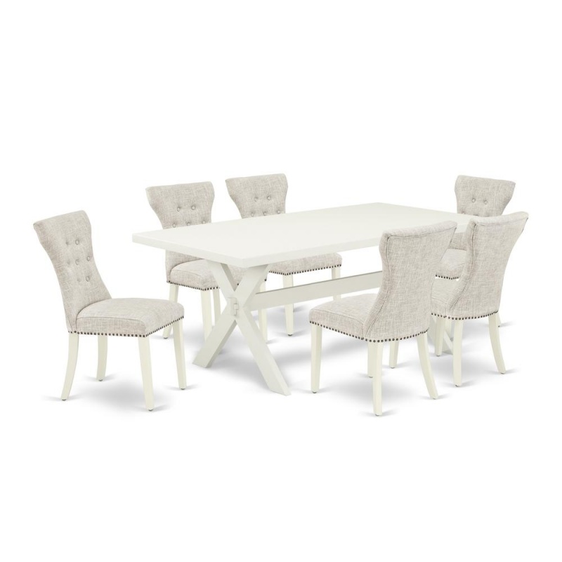 7-Piece Modern Dining Set with 6 Parson Chairs