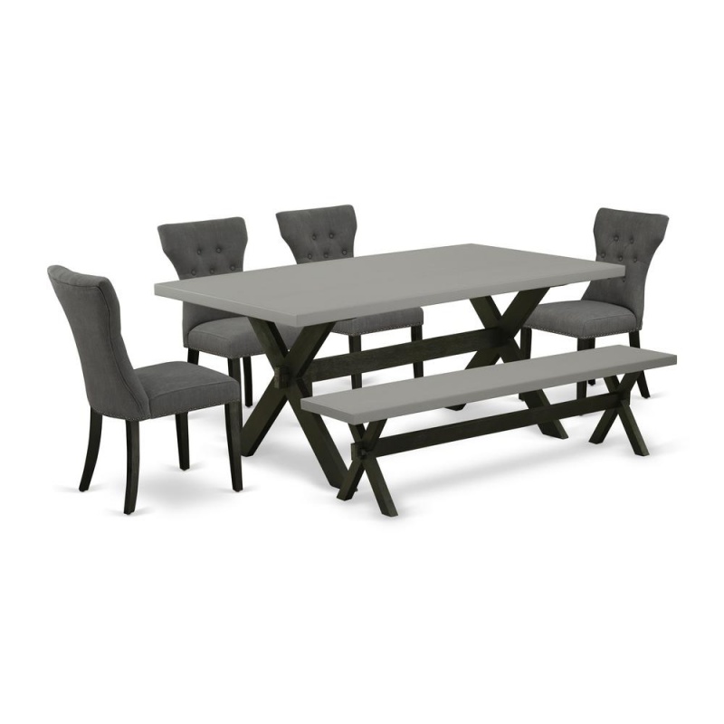 6-Piece Kitchen Table Set with 4 Parson Chairs and Bench