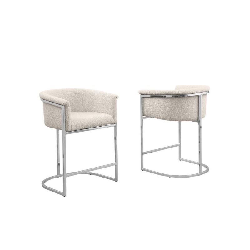 Best Quality Teddy Boucle In Cream Counter Height Chair - Set Of 2