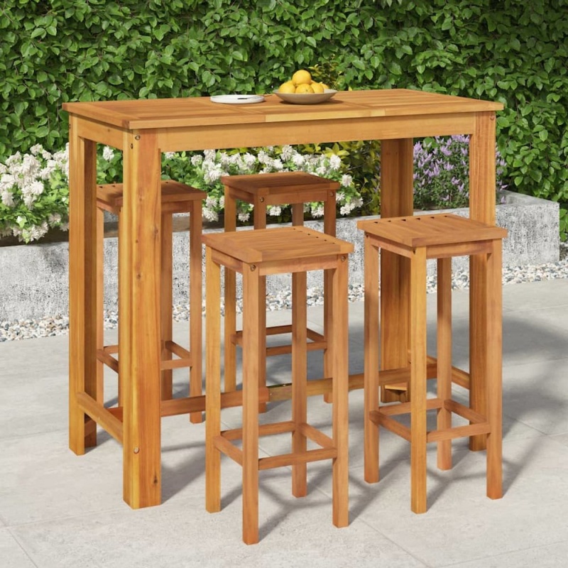 Natural Wood Solid Acacia Wood Garden Bar Set