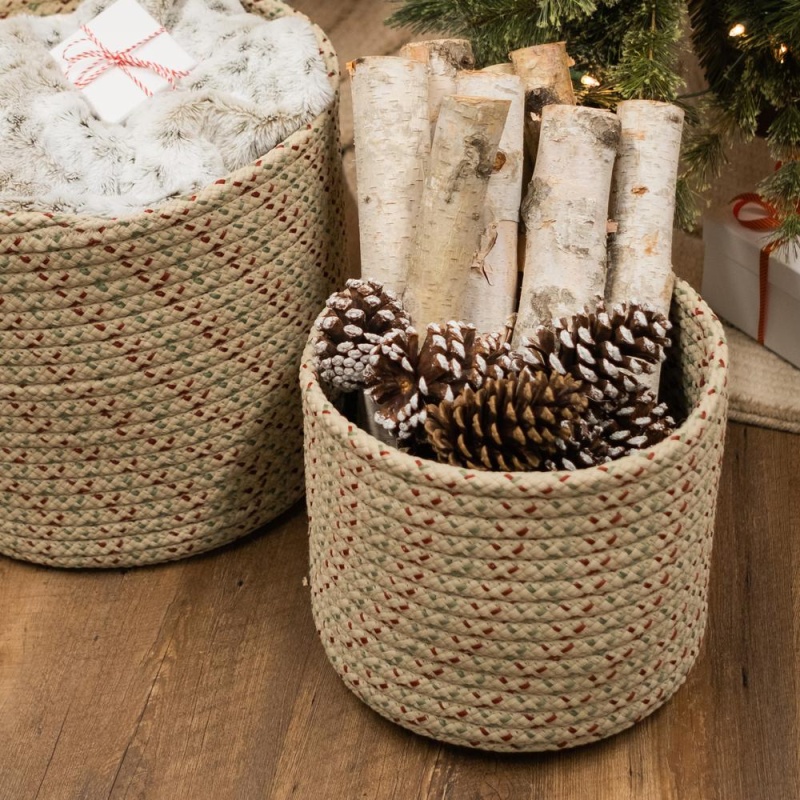 Dasher Woven Holiday Basket - Natural Multi 16"X16"x14"