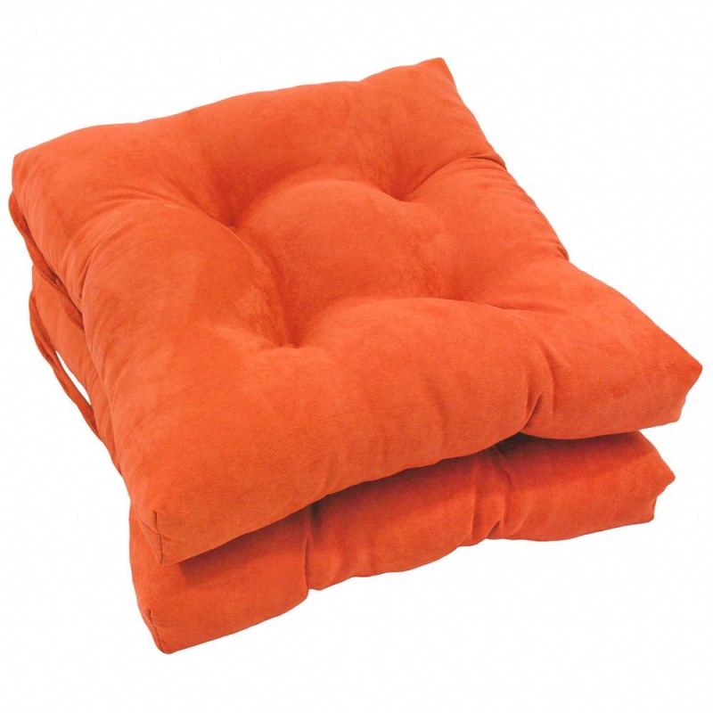 16-Inch Solid Microsuede Square Tufted Chair Cushions (Set of 6)