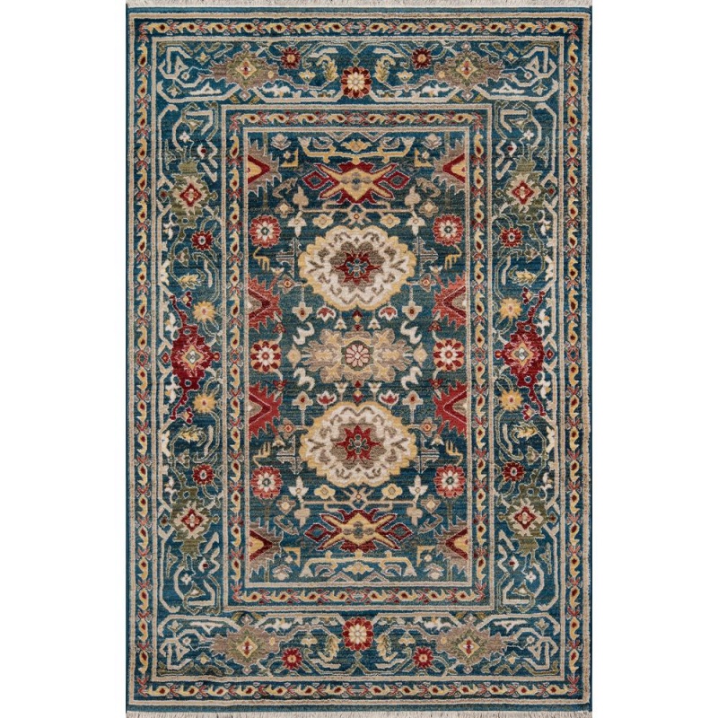 Traditional Rectangle Area Rug, Blue, 5' X 7'5"