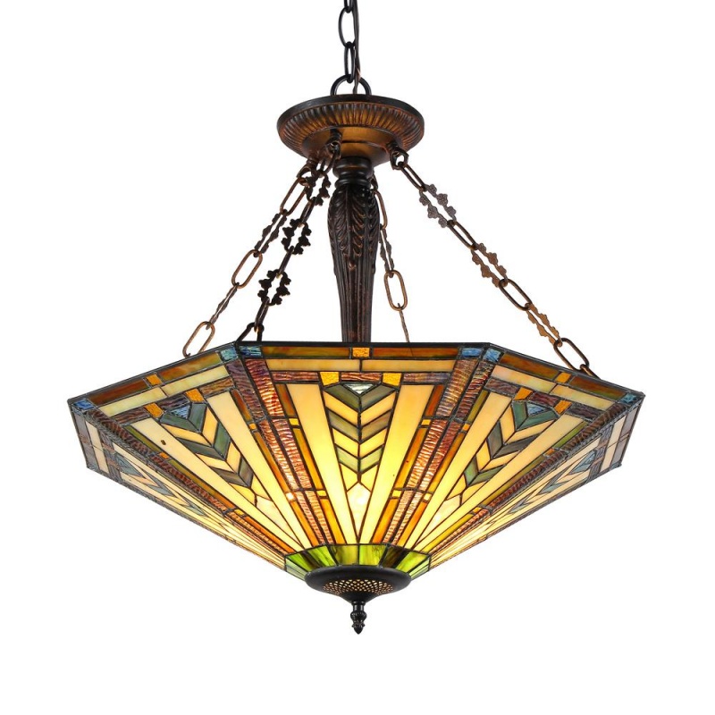 Rush Lamp Invert Harrison Tiffany-Style 3 Light Inverted Ceiling Pendant Fixture 25 ...