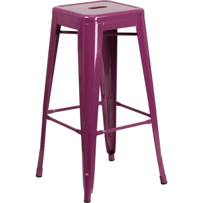 Commercial Grade 30" High Backless Purple Indoor-Outdoor Barstool