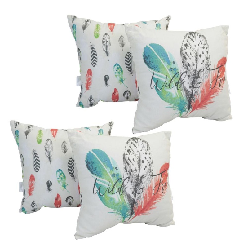 Spun Polyester 17-Inch Double-Sided Outdoor Throw Pillows (Set of 4)