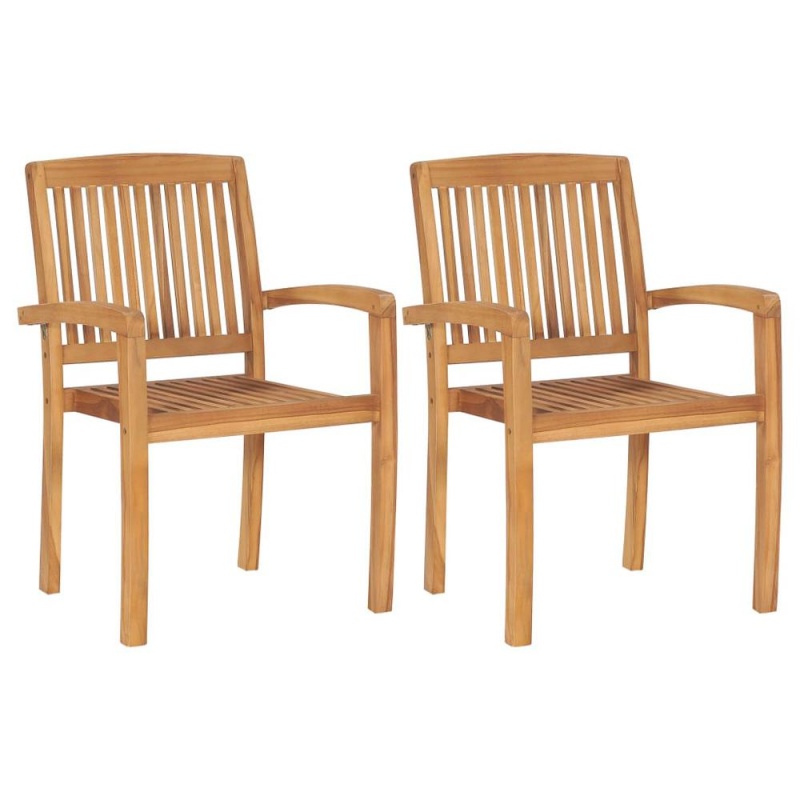 Vidaxl Garden Chairs 2 Pcs With Green Cushions Solid Teak Wood 3272