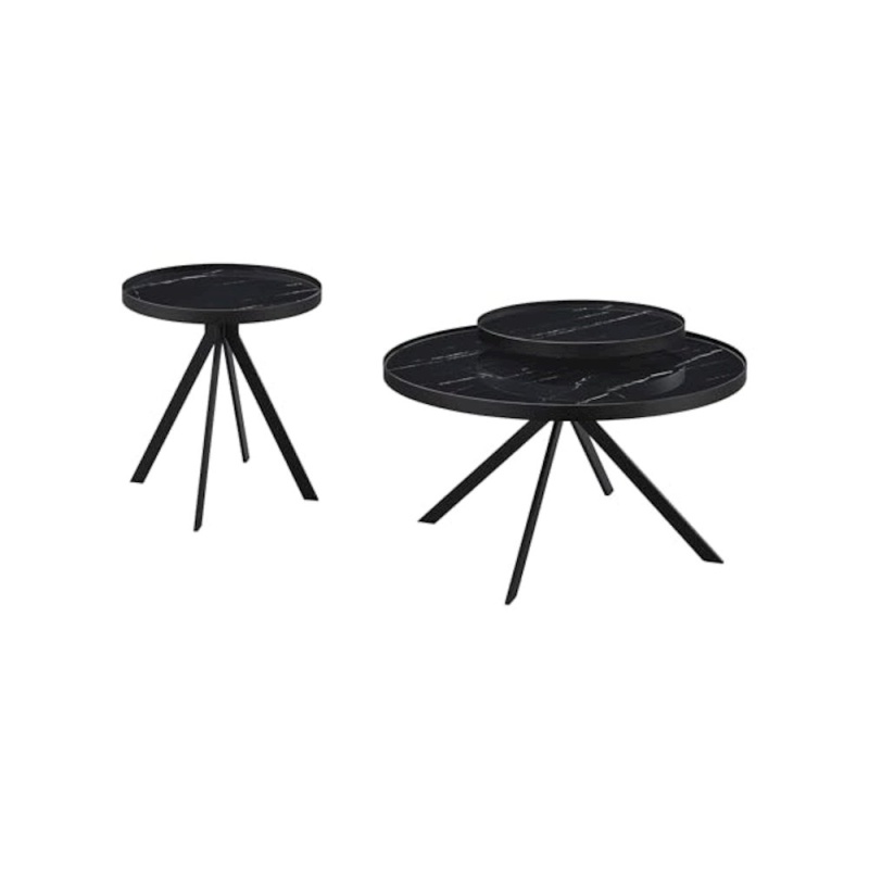 Briggs 2-Piece Round Coffee and End Table Set Black