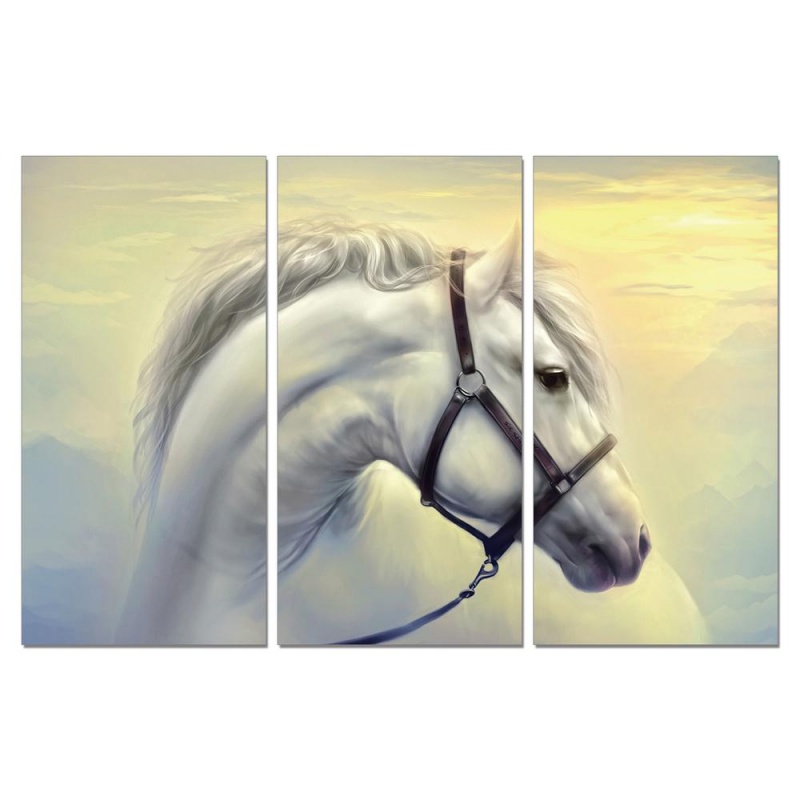 Stallion 47 X 24 Each Piece Mdf&Xps Uv Non-Framed Triptych Color Painting