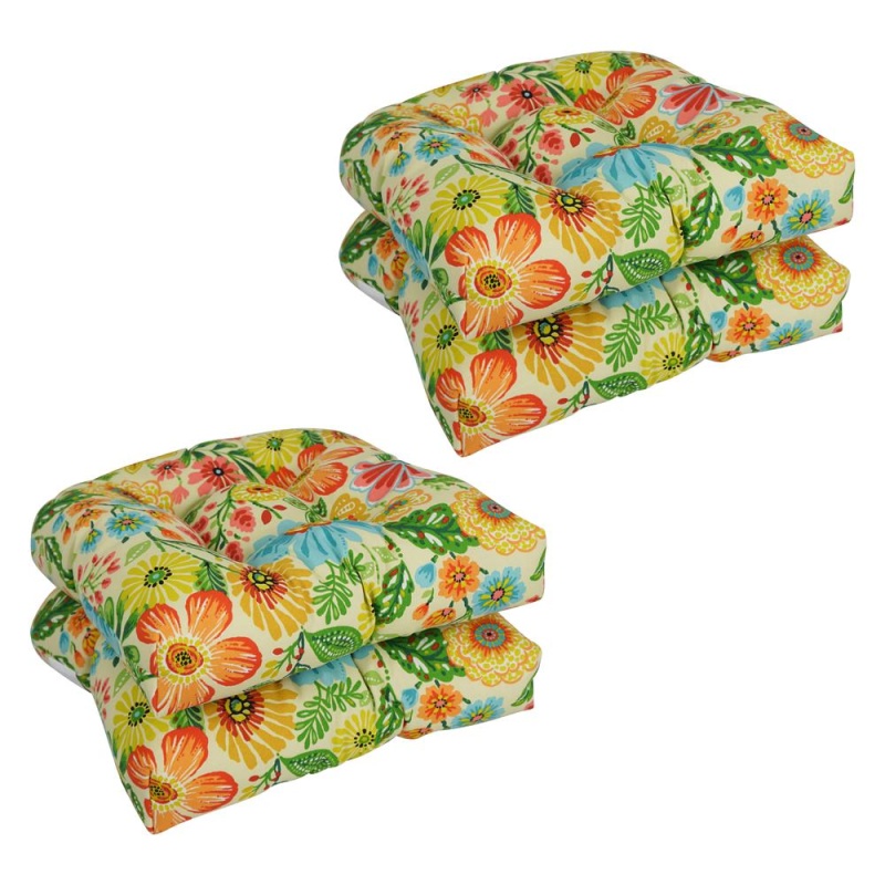 19-Inch U-Shaped Patterned Tufted Dining Chair Cushions
