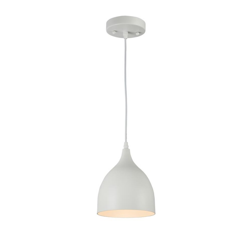 Walter Industrial-Style 1 Light Matt White Ceiling Pendant 7" Wide