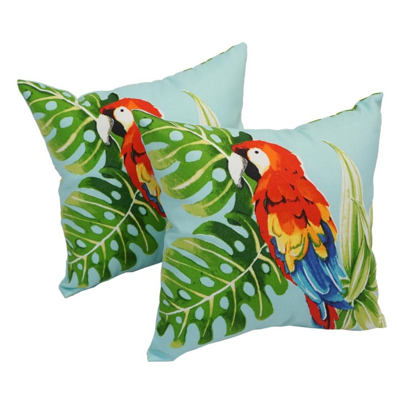 Spun Polyester 17-Inch Outdoor Throw Pillows (Set of 2)