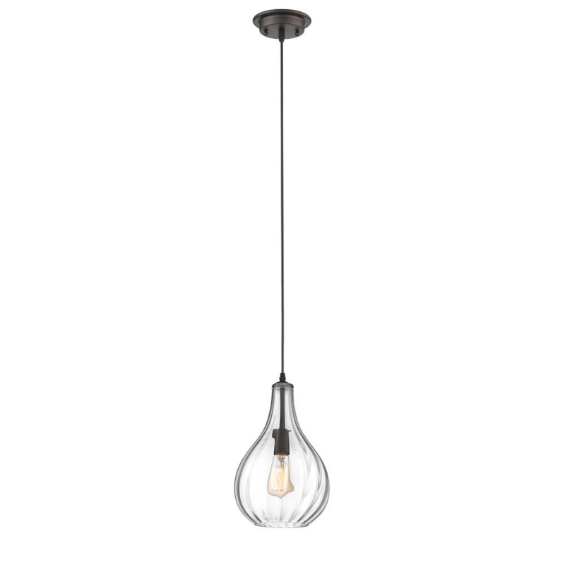 Savannah Transitional 1 Light Rubbed Bronze Ceiling Mini Pendant 9" Wide
