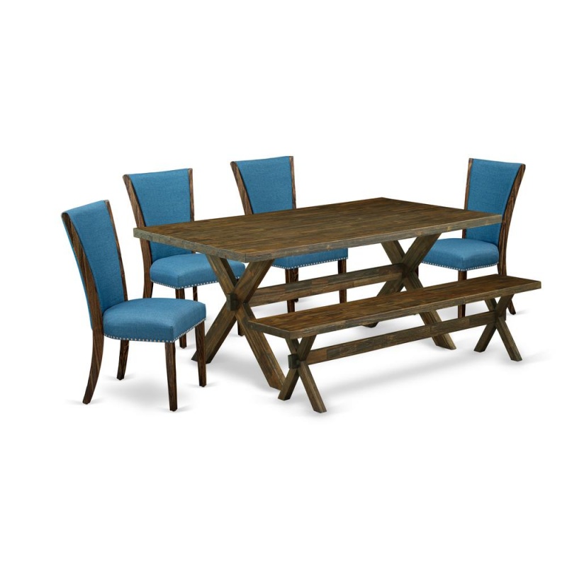 East West Furniture 6 Piece Mid Century Dining Set