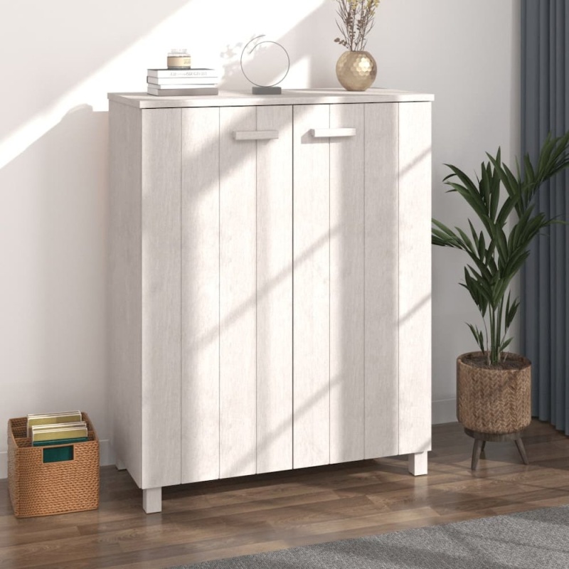 White Solid Pine Wood Shoe Cabinet