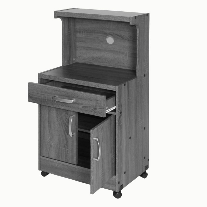 Better Home Products Shelby Kitchen Wooden Microwave Cart In Gray